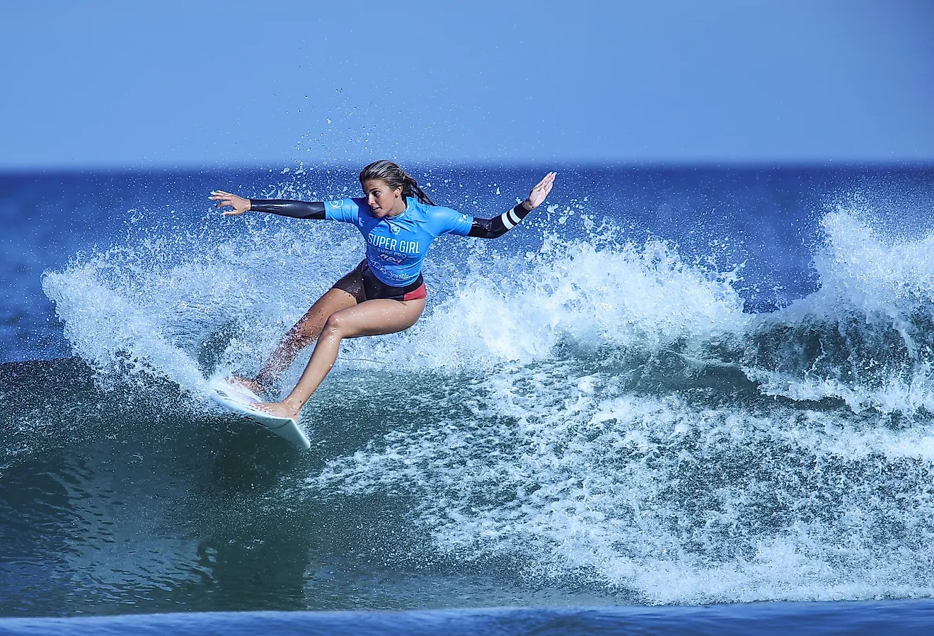Zoe Benedetto competes in the Super Girl Surf Pro competition in Jacksonville Beach. Image credit Jeff Schultes via Shutterstock.